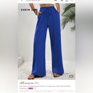 SHEIN Blue Wide-Leg Pants